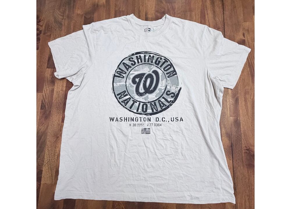 New Era Washington Nationals T Shirt Mens XXL 2XL MLB Distressed Graphic White
